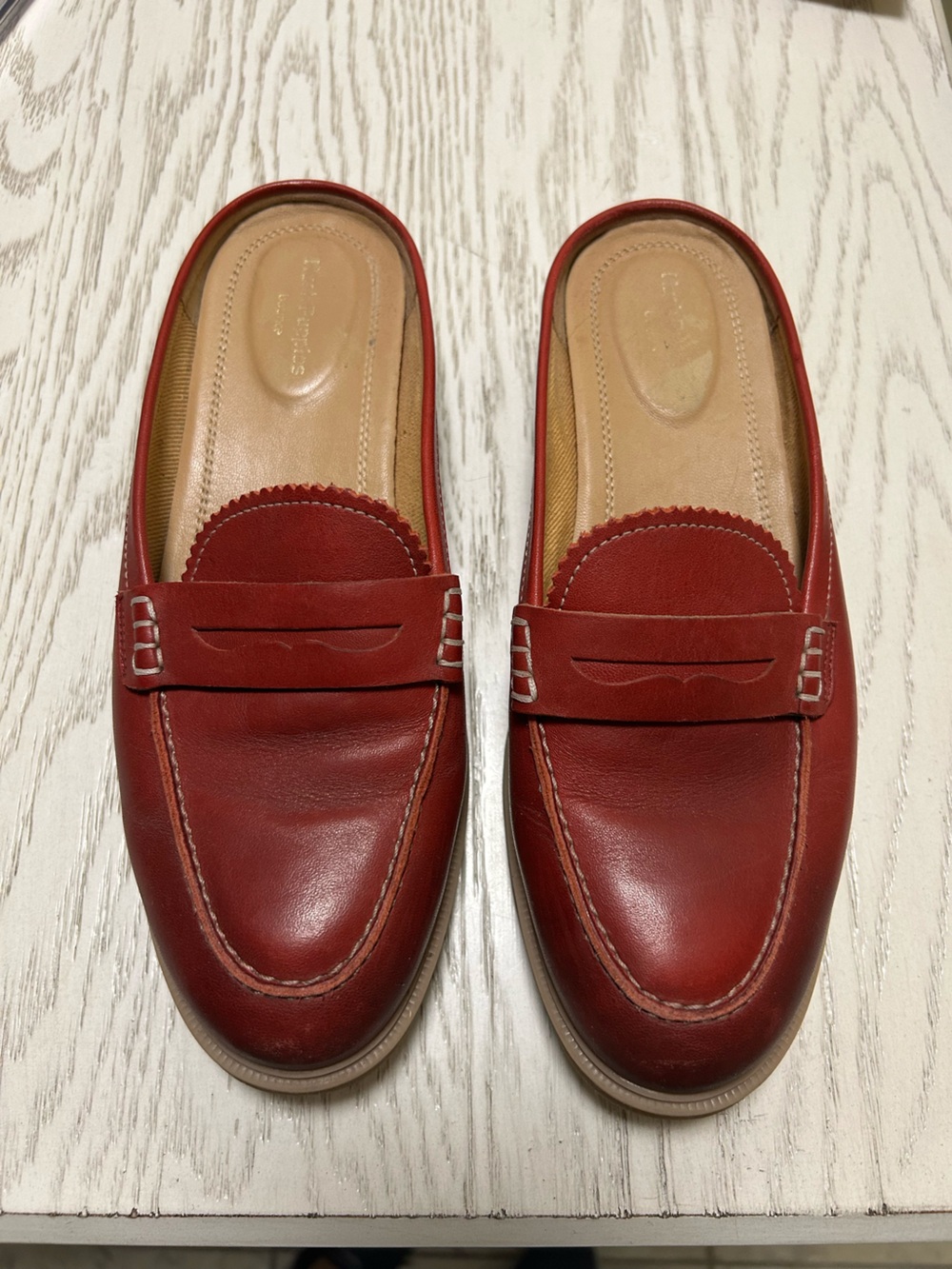 Hush Puppies Penny mules leather slip ins red sz 7